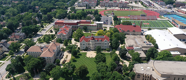 Carroll University campus drone shot
